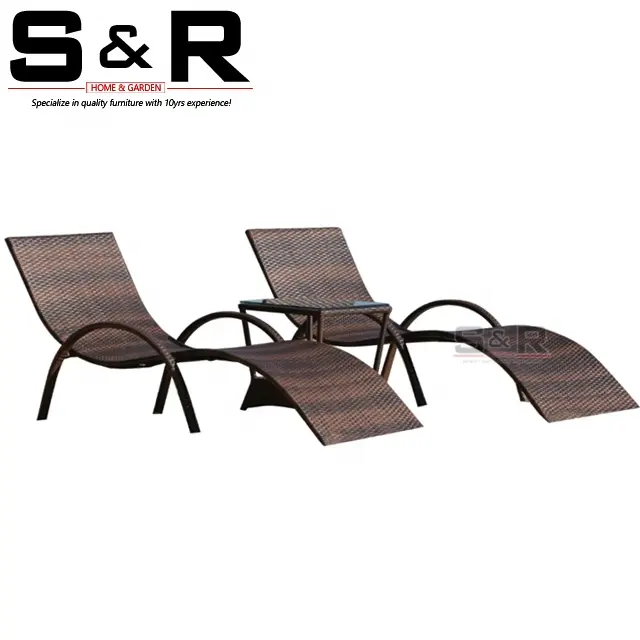 Rattan Sedie A Sdraio Telaio In Alluminio Chaise Lounge Patio di Vimini sole letto all'aperto