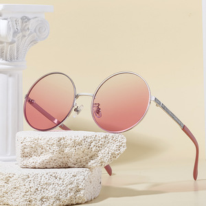 Lunettes de soleil sur mesure de style européen et américain, grandes montures rondes pour femmes, monture complète, verres en nylon, protection UV400 C1C2C3C9 - Product Image 5