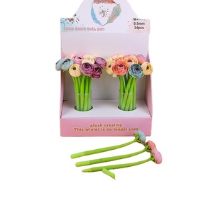 ปากกาเจลซิลิโคนลายกุหลาบเกาหลี 0.5 มม. ปากกาสำหรับนักเรียนสอบ ปากกาเจลน่ารักสร้างสรรค์ เครื่องเขียนลายเซ็นสีดำ ปากกาเจลขายส่ง - Product Image 1