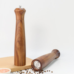 Moulin à poivre manuel en bois, facile à utiliser, avec mouvement en céramique, poignée en acier inoxydable, idéal pour les restaurants, pour sel et épices - Product Image 2