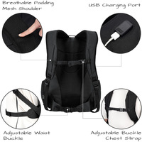 HAIBOWY Sac de skateboard 16 pouces Sac pour ordinateur portable Longboard Sac à dos Port de charge USB Sac à dos de voyage sportif