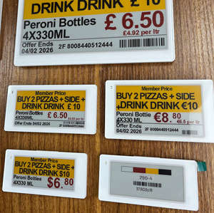 Etiqueta Electrónica para Estantes de 2.9 Pulgadas, Paquete de 150 Unidades, Pantalla de Tinta Electrónica de 4 Colores, Sistema ESL para Frutas, Supermercados, Etiquetas Digitales de Precio - Product Image 1