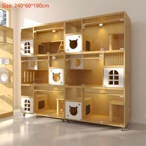 Sıcak satış Pet mobilya kedi evi istiflenebilir ahşap lüks kapalı kedi otel kafes büyük Villa Pet yatılı otel kedi kafes - Product Image 3