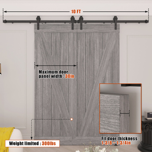 Kit de quincaillerie pour porte de grange de qualité commerciale, rail en acier au carbone pour porte double jusqu'à 200 lb, accessoire pour porte en bois - Product Image 3