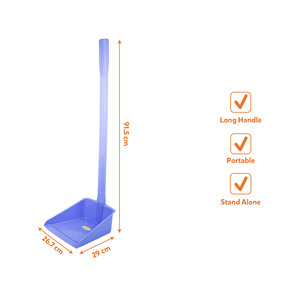 Durable PP Plastic Dustpan Ergonomic <b>Extendable</b> Long Handle Waterproof Easy to Carry & <b>Clean</b> for Outdoor Use Multi-color - Product Image 2