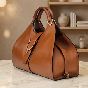 Bolso de Mano de Cuero Genuino para Mujer BS INTERNATIONAL, con Cierre de Cremallera, Correa para el Hombro, Estilo Moderno, Duradero, con Patrón de Lichee, Color Marrón - Product Image 2