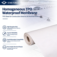 Membrane d'étanchéité TPO en polyoléfine thermoplastique, feuille de toiture à haute élongation/soudabilité à l'air chaud, structure en acier/rénovation
