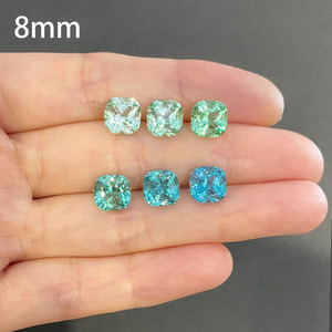 พลอยแซฟไฟร์พาราอิบาทรงคุชชั่นคัท ผลิตในห้องปฏิบัติการ สีฟ้าอมเขียว สำหรับทำเครื่องประดับ - Product Image 6