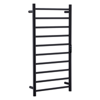 Toallero Calefactor de 10 Rieles, Negro Mate, 50x96.5cm, Acero Inoxidable 304, Dorado Cepillado, Montaje en Pared, Radiador Inteligente para Baño