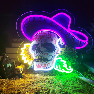 USB Dimmable LED Crâne Enseigne Néon Applique Murale pour Bureau Party Club Room Home Decor Améliore Mall Company Guest Book Wall - Product Image 1