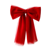 Grand nœud en tulle rouge pour le sommet de l'arbre de Noël, idéal pour les vitrines et la décoration festive