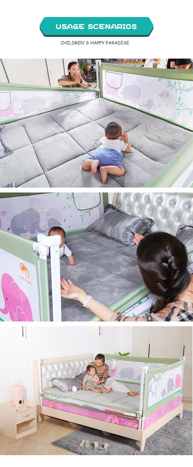 Easy Installation New Arrival Multi-Colored Anti-Collision Kids Safety Baby Bed Rails C-01