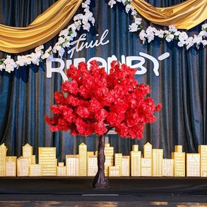 Decoración de árboles de flor de cerezo artificiales rojos de nuevo diseño de 4 pies y 5 pies, centro de mesa, árbol para boda, evento, fiesta - Product Image 2