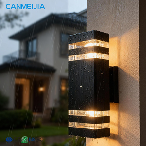Lámpara de Pared <span class=keywords><strong>LED</strong></span> con Sensor Fotoeléctrico de 3000K, Aplique de Pared <span class=keywords><strong>LED</strong></span> Decorativo para Exteriores de Doble Cabezal, Impermeable IP65, Encendido al Anochecer y Apagado al Amanecer - Product Image 1