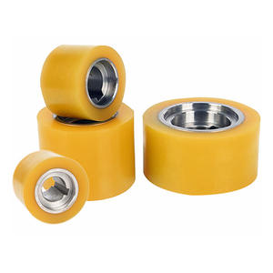 Rouleaux à double roulement à haute charge personnalisés, revêtus de silicone, résistants à l'usure, roues en caoutchouc PU non motorisées à noyau métallique - Product Image 3