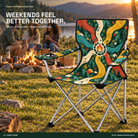 Chaise pliante portable robuste avec accoudoirs, porte-gobelet et motif logo personnalisé pour les rassemblements en plein air