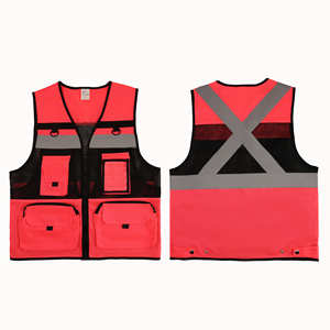 Gilet de sécurité haute visibilité pour femme ANSI/EN ISO 20471, qualité industrielle, multi-poches, en maille, avec dos en X, approvisionnement en gros pour équipement EPI - Product Image 1