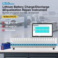 Testeur de capacité de charge et de décharge numérique de cellules au lithium Heltec Energy à 20 canaux, 1-5V 10A pour l'analyse de la capacité et des performances des cellules