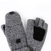 Gants d'hiver en laine à demi-doigts avec double couche de chaleur au poignet et écran tactile Gants sans doigts pour le ski et le snowboard
