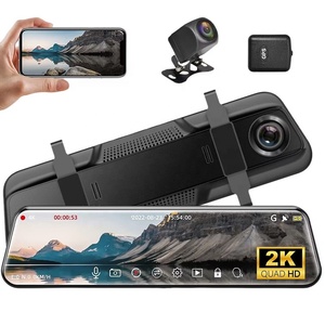 10 inç dokunmatik ekran araba kara kutusu ön ve arka araba dvr'ı dikiz aynası geri vites kamera çift Lens Video kaydedici 2K çizgi kam - Product Image 1