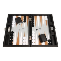 15-Zoll Backgammon-Set mit Reise-Lederimitat-Tragetasche Schwarzes Leder-Backgammon-Spielset