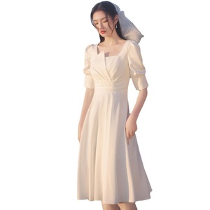 Vestido blanco para registro de matrimonio, mujeres de estatura pequeña, ceremonia de compromiso, vestido de novia, elegante vestido blanco para verano. - Product Image 5