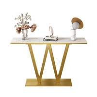 Nouvelle table console en marbre de style chinois avec structure métallique - Design multifonctionnel mural, léger et luxueux, minimaliste et moderne pour