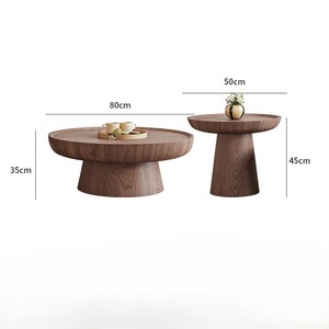 Tavolino da Tè Rotondo in Legno Massello, Tavolino da Caffè in <span class=keywords><strong>Noce</strong></span>, Design Artistico Italiano - Product Image 6