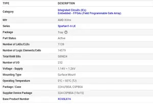 All Series Xilinx XC6SLX16 Spot Supply Integrated Circuits 3CSG324C Electronic Components XC6SLX16-3CSG324C