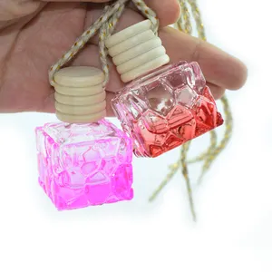 Glass Mini Size Car Perfume Bottle Diffuser Decoration Accessories With Wooden Cap Toilet Freshener Air Hanging Vial Container