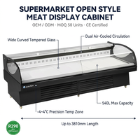 Vitrine Réfrigérée de Luxe Premium pour Viande, Compresseur Embraco, 3810mm, Refroidissement par Air, OEM Personnalisé, Chaîne Supermarché