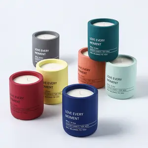 कस्टम अद्वितीय मोमबत्ती जार लक्जरी मोमबत्ती पैकेजिंग रंगीन कंक्रीट मोमबत्ती tins