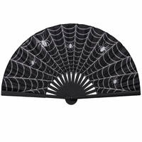 Éventail en bambou à motif toile d'araignée effrayant pour Halloween, idéal pour les fêtes costumées et les événements à thème gothique, accessoire de performance