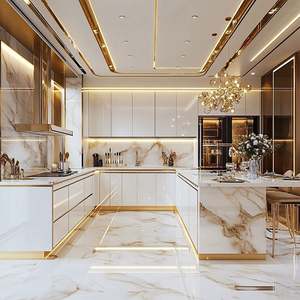 Armoire de cuisine modulaire en verre avec cadre en aluminium, écologique, murale, placard personnalisé, rénovation de garde-manger moderne - Product Image 1