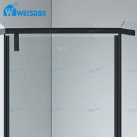Weisdon Porte de douche en verre trempé encadré noir mat Salle de douche à pivot à charnière diamantée en acier inoxydable