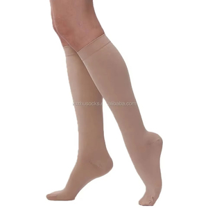 Chaussettes de compression graduées nues en nylon approuvées 15-21mmhg Open Toe Anti Dtv Knee High Compression Socks - Product Image 4