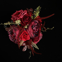 Buket Bunga Sutra Buatan Tangan untuk Pengantin, Tulip, Calla Lily, Peony, Tersedia Warna Putih, Merah, Oranye untuk Pendaftaran Pernikahan