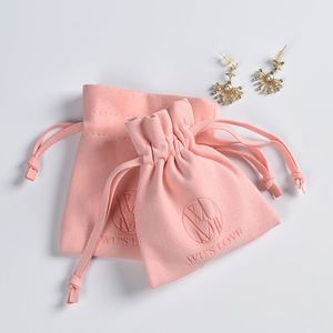 Pochette à bijoux en microfibre suédée avec logo imprimé, sac à bijoux en velours suédé avec cordon de serrage pour boucles d'oreilles - Product Image 1