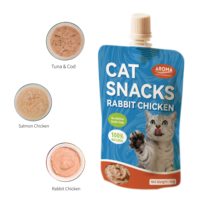 Produits naturels, nourriture humide pour chat 100% naturelle, saveur lapin et poulet, sachets de friandises pour mousse, 90g, friandises pour animaux de compagnie