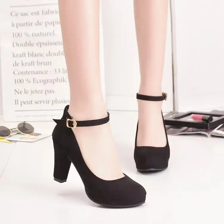 Custom Fashion Comfortable Buckle Strap Black Women Sandals High Heel Shoes For Woman Shoes Women