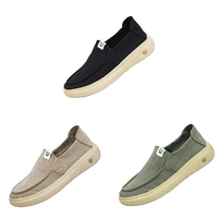 Mocassins Homme Confortables Antidérapants Respirants Tige en Toile Doublure Coton Semelle Extérieure en PVC Anti-Odeur Chaussures de Marche pour la Ville