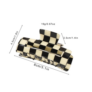 Fermacapelli a <span class=keywords><strong>scacchiera</strong></span> di alta qualità, clip a becco d'anatra per chignon facile da realizzare, finitura opaca, presa antiscivolo per capelli spessi, accessorio per capelli di alta gamma - Product Image 6