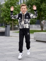Ensemble décontracté 2 pièces de haute qualité : sweat à capuche imprimé lettres graffiti sur mesure et pantalon de jogging imprimé intégral