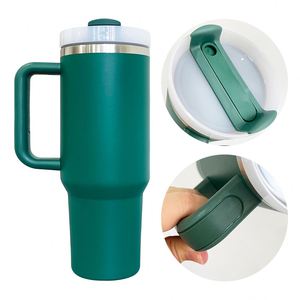 Gobelet isotherme double paroi en acier inoxydable H2.0, revêtement poudré rouge et vert, 40 oz, pour gravure laser - Product Image 1
