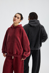 Sweat à capuche personnalisé coupe ample en molleton 370 g/m² effet délavé vintage déchiré avec impression DTG et broderie de haute qualité - Product Image 3