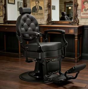 High Quality Durable Black Metal <b>Frame</b> Reclining Salon Barber Chair 360 <b>Degree</b> Rotation Height Adjustable School Living Room - Product Image 3