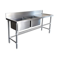 Wastafel Ganda Stainless Steel untuk Luar Ruangan, Komersial, Restoran, Dapur, Laundry, Garasi, Bar, Pertanian, MOQ Besar
