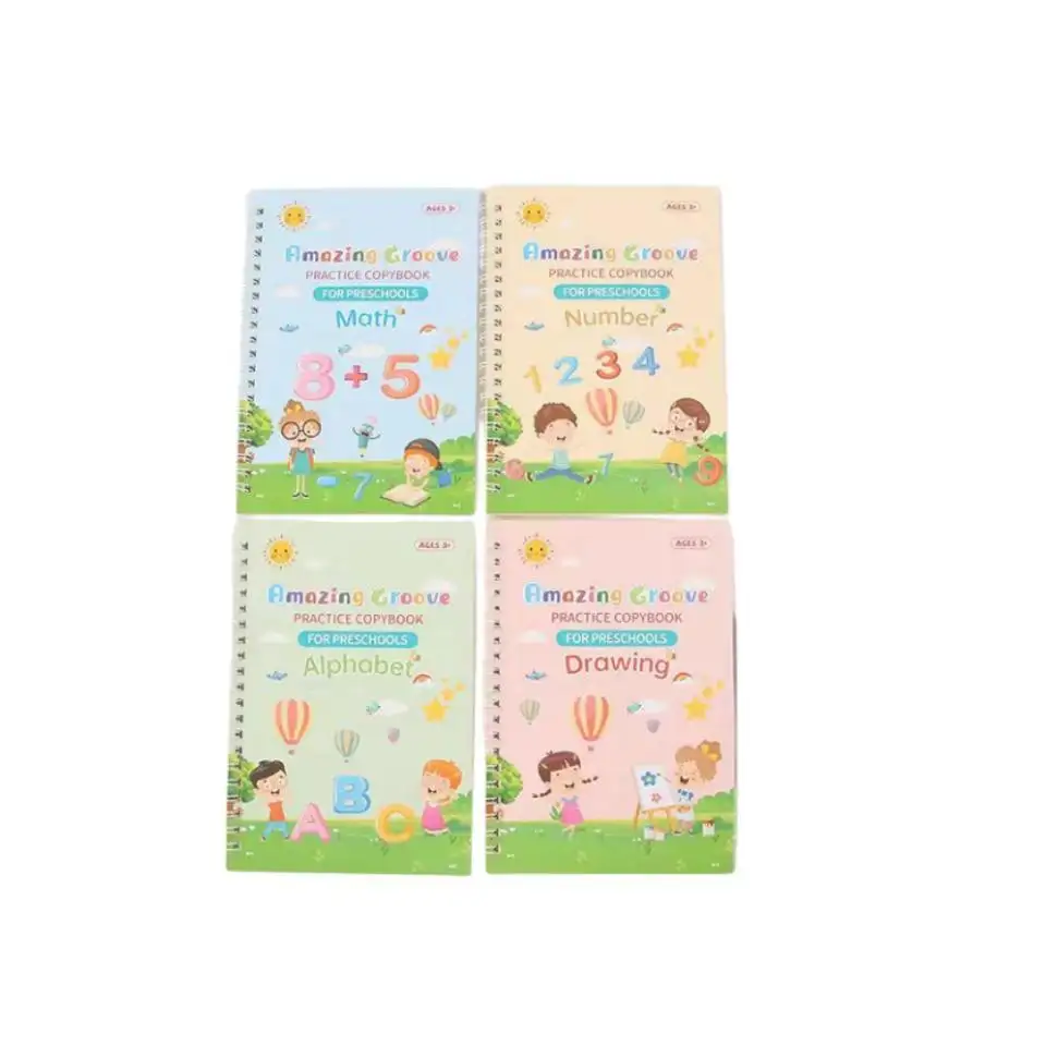 Personalizado niños letra inglesa figura pluma Control entrenamiento ranura caligrafía Digital escritura práctica cuaderno para niños