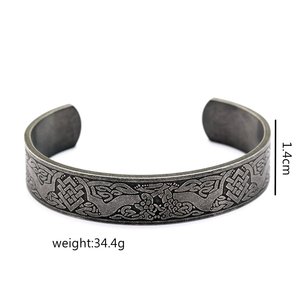 Pulsera de Acero Inoxidable Estilo Nórdico Retro para Hombre, Diseño de Lobo en Forma de C, Joyería de Regalo - Product Image 5