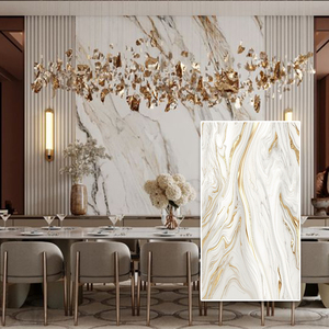 Vente en gros de feuille de marbre beige minimaliste Panneau mural en pvc anti-rayures 1220mm x 2440mm x 3mm Panneau mural en pvc - Product Image 1